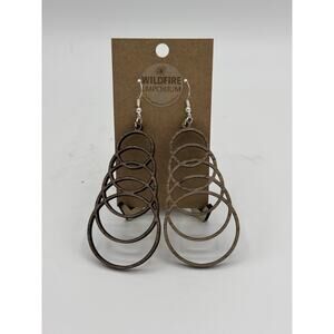 Geometric Circle Hoop Shaped Laser Cut Wooden Earrings